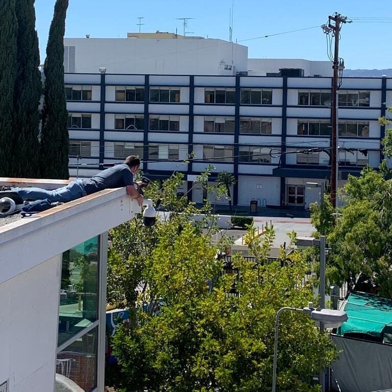 Hot day on the roof PTZ Camera Install